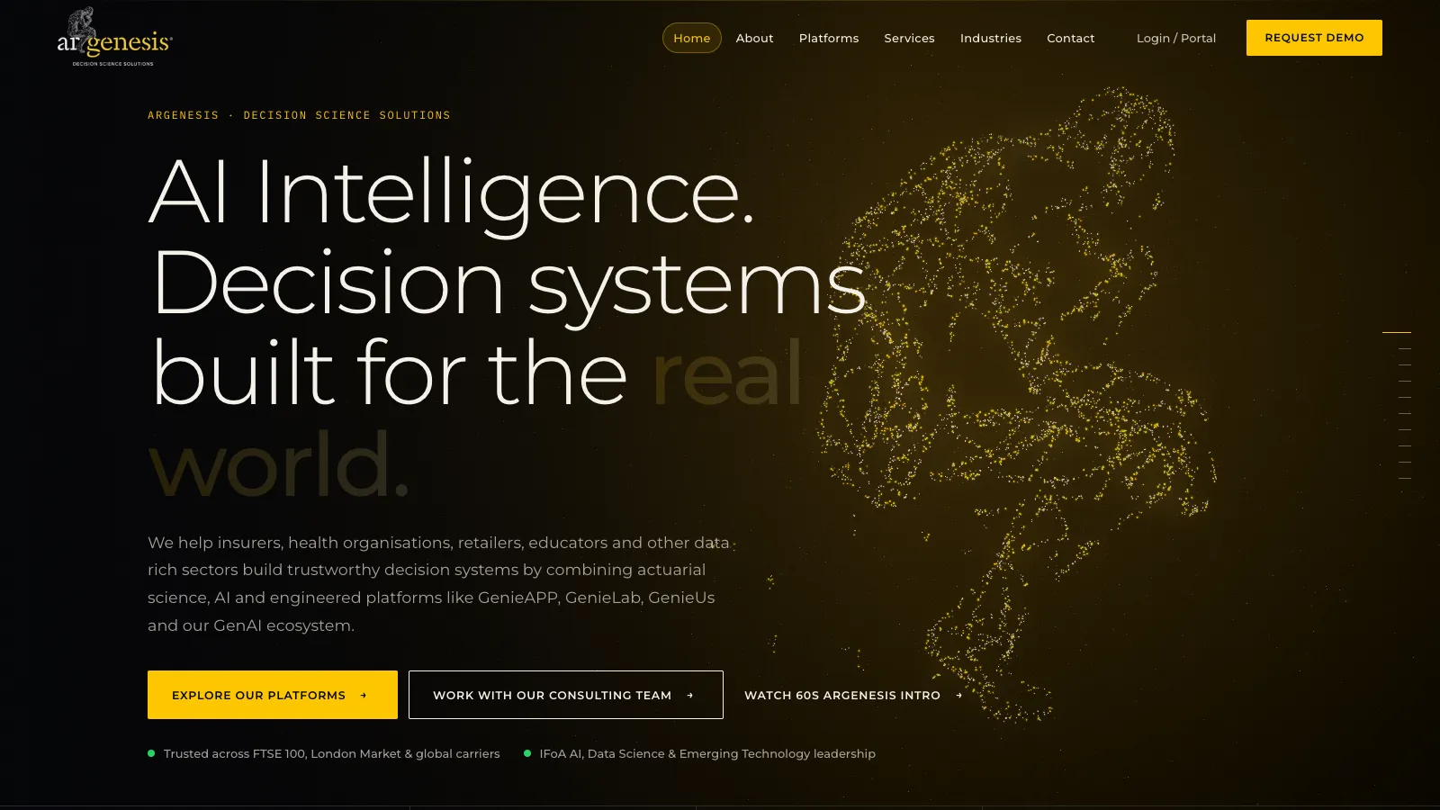 ARGenesis homepage: AI Intelligence, decision systems built for the real world