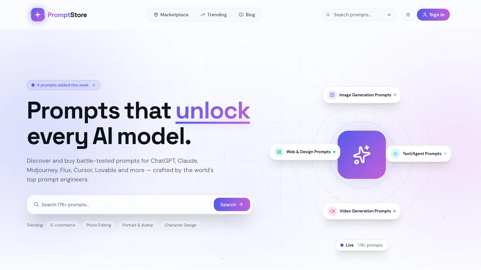 PromptStore homepage